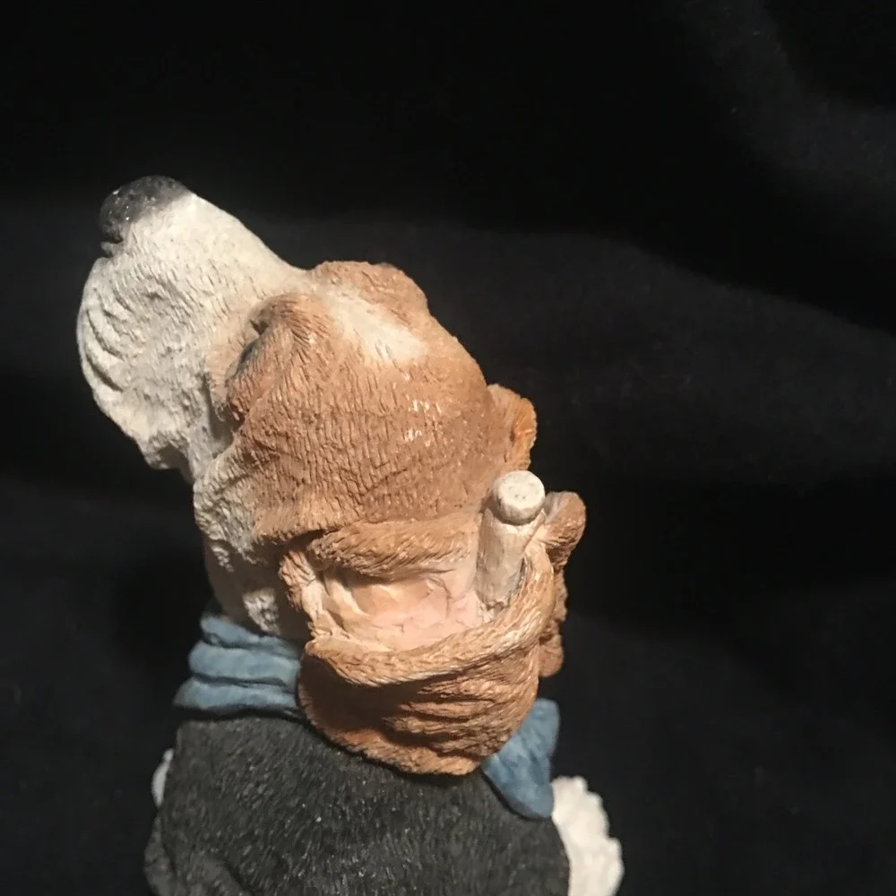 Stone Critters Majestic Basset Hounds with Food Dish Ears Pinned Back Figurine
